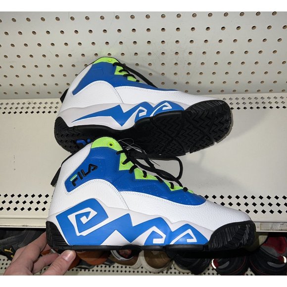 FILA MB Mens Basketball Shoes Size 9.5 White Blue Neon Green Jamal Mashburn - Picture 5 of 9